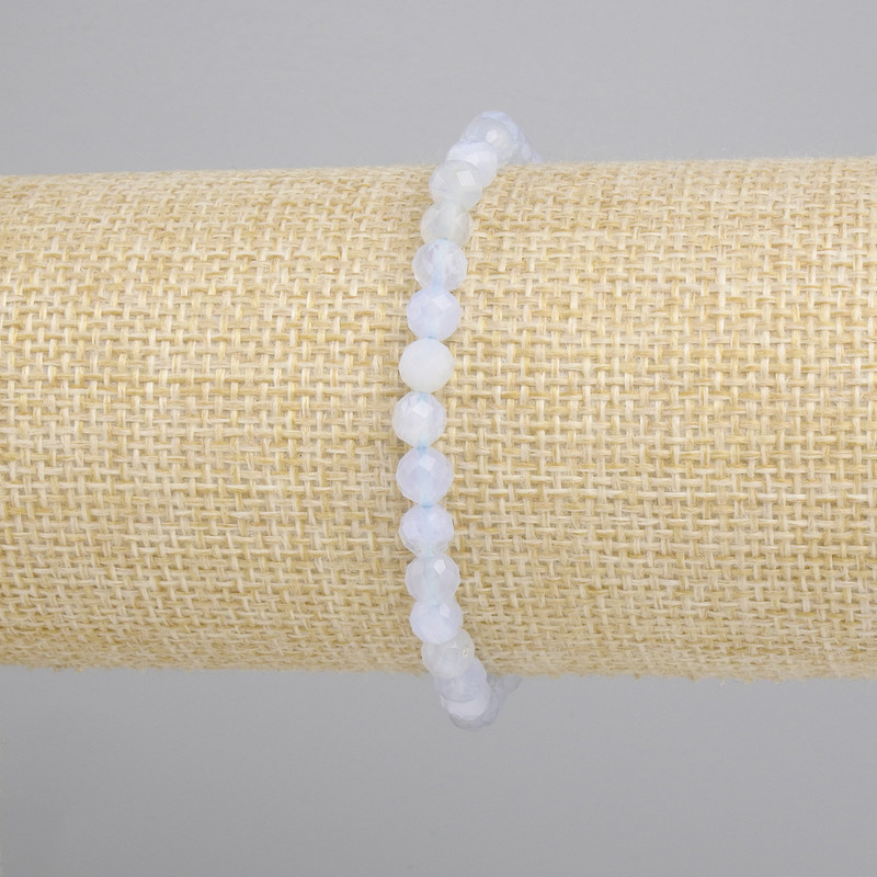 Agate Bracelet, faceted ball, diameter 5mm+-, length 18cm+- stretch