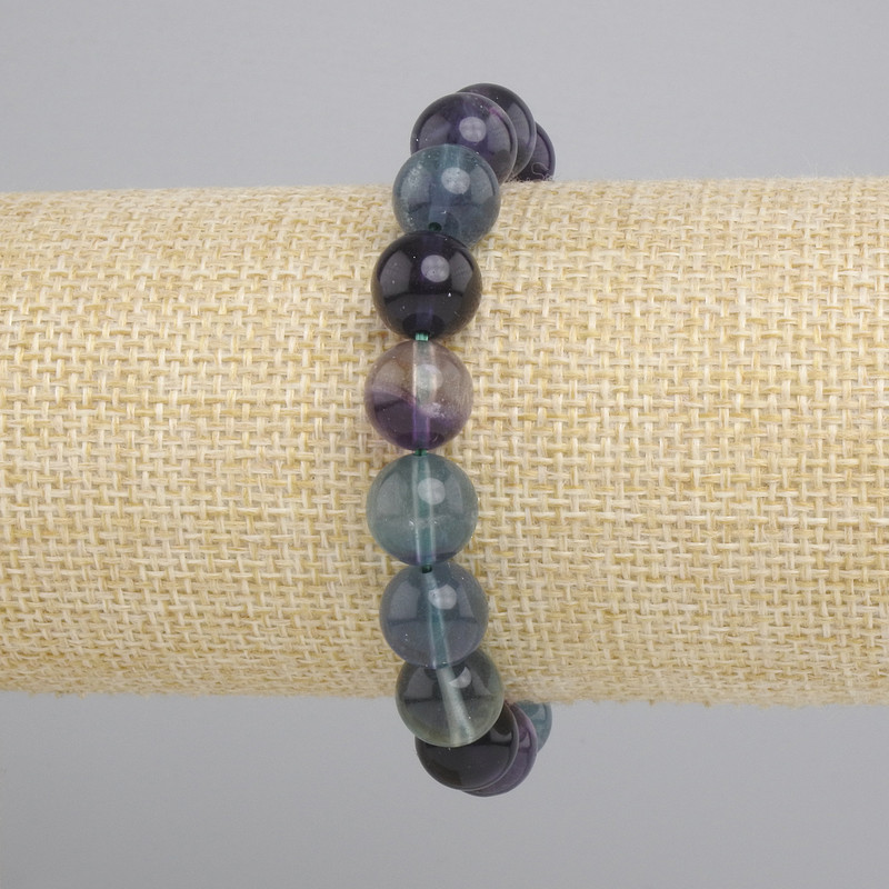 Fluorite Bracelet smooth bead, diameter 10mm+-, length 18cm+- stretch