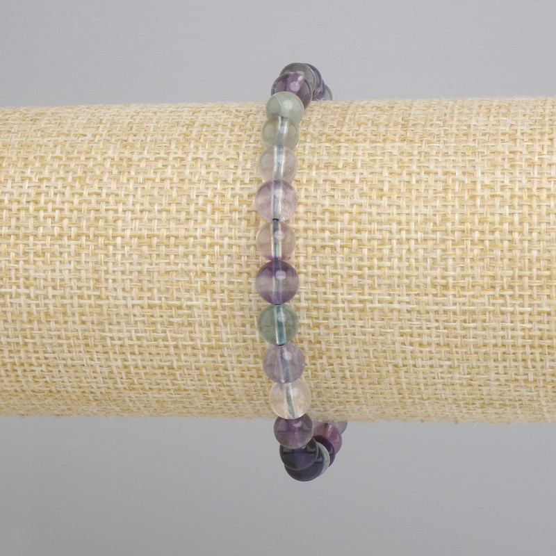 Fluorite Bracelet smooth bead, diameter 6mm+-, length 18cm+- stretch