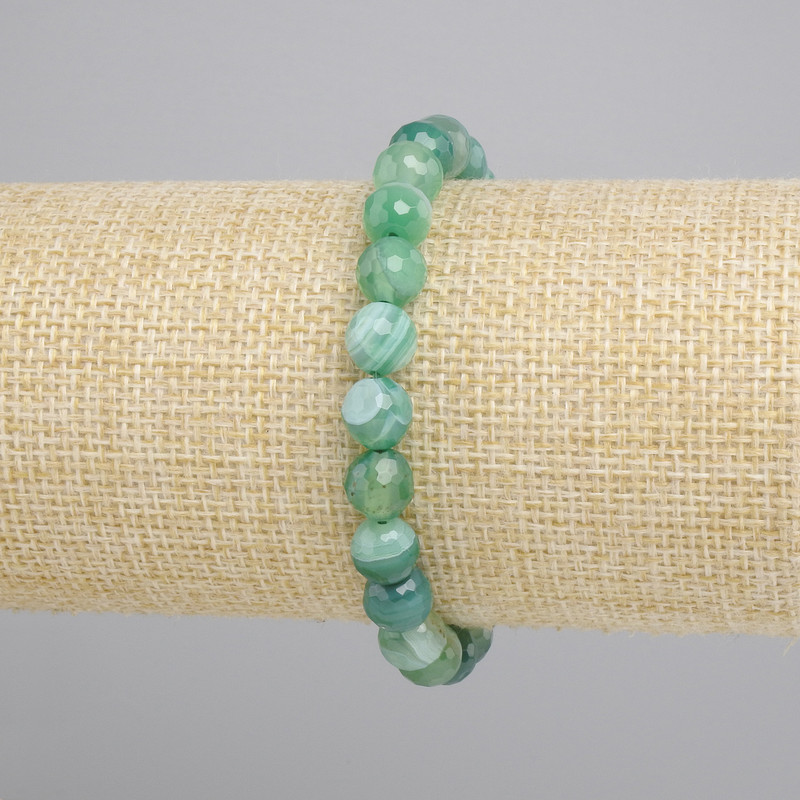 Agate Bracelet faceted bead, diameter 8mm+-, length 18cm+- stretch