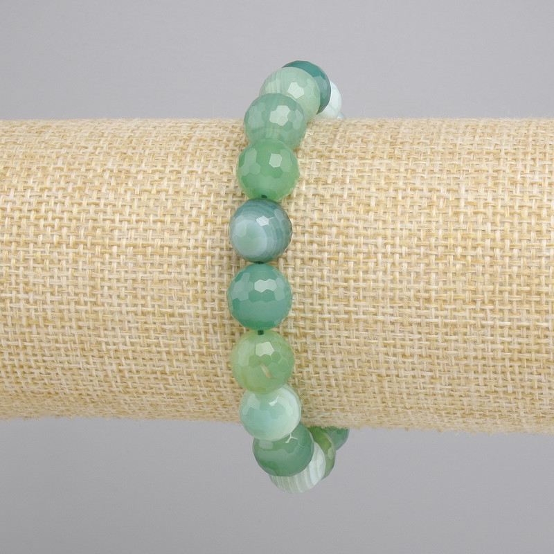 Agate Bracelet faceted bead, diameter 10mm+-, length 18cm+- stretch