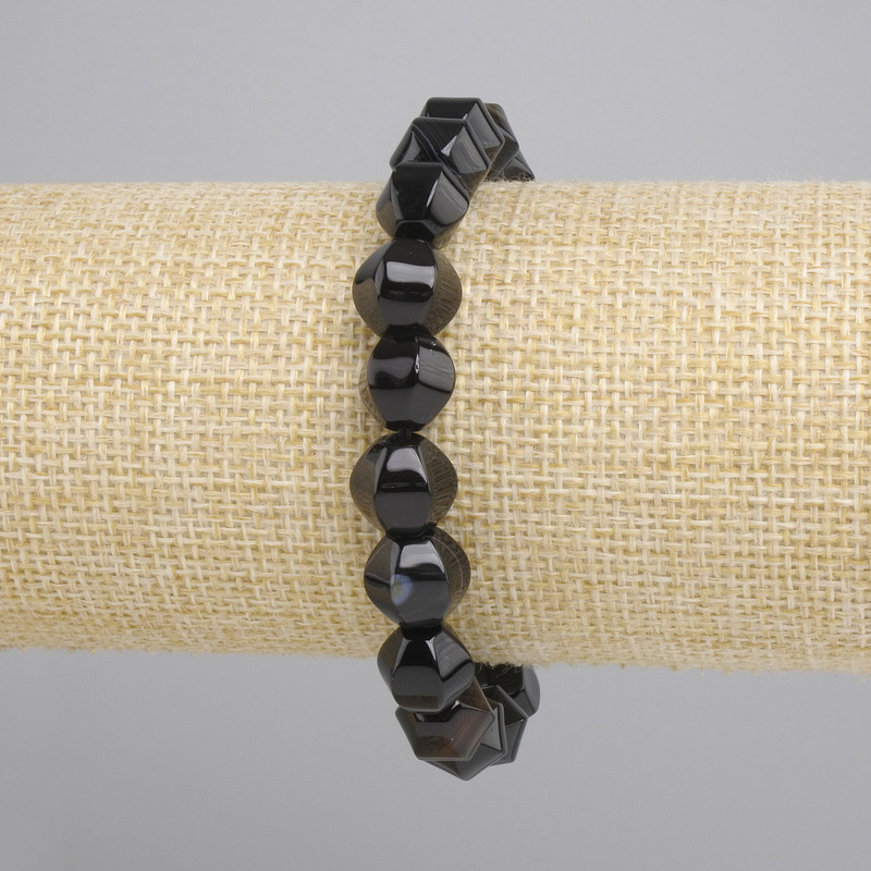 Agate Bracelet faceted ball, diameter 9mm+-, length 18cm+- stretch