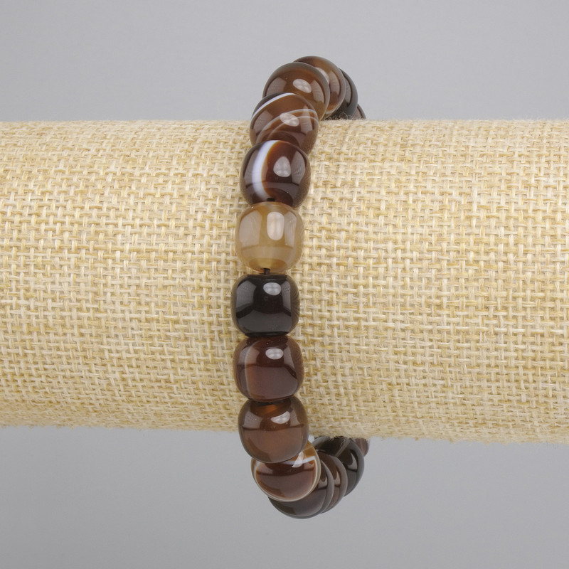 Agate Barrel Bracelet, diameter 10-11x10mm+-, length 18cm+- stretch