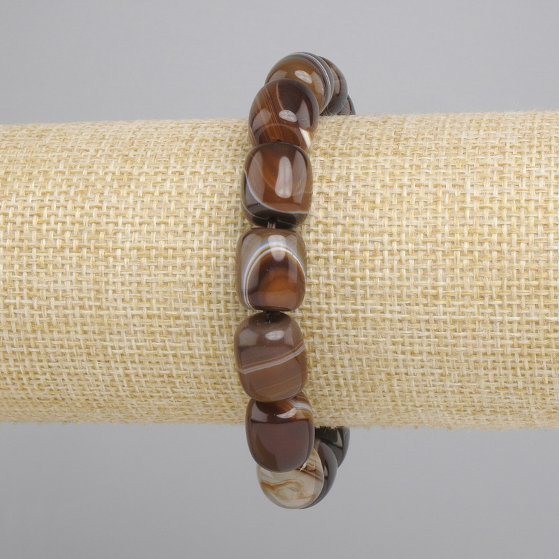 Agate Barrel Bracelet, diameter 12.5-13x11mm+-, length 18cm+- stretch