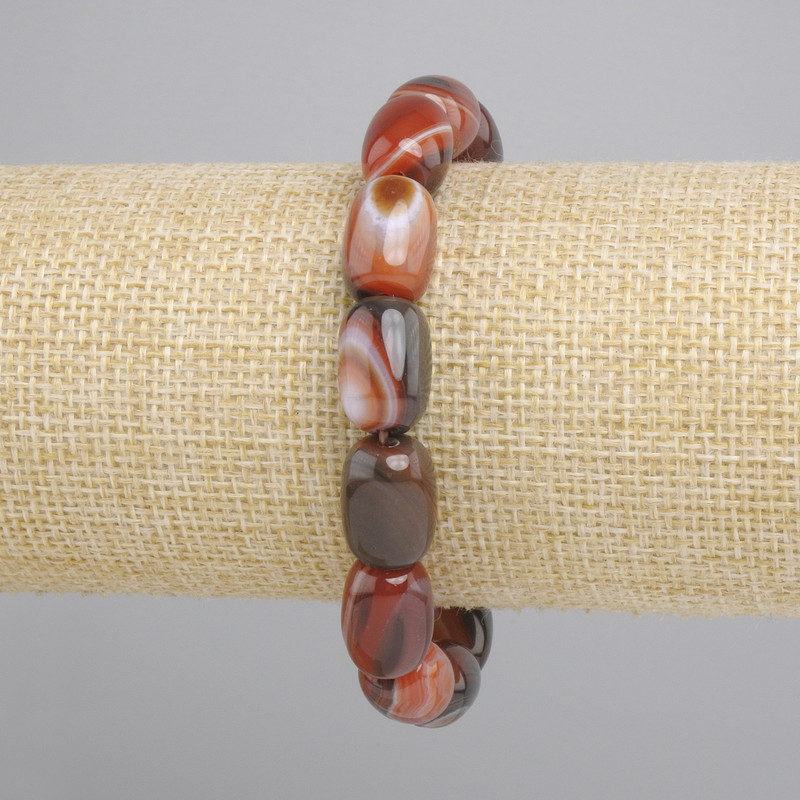 Agate Barrel Bracelet, diameter 14x10mm+-, length 18cm+- stretch