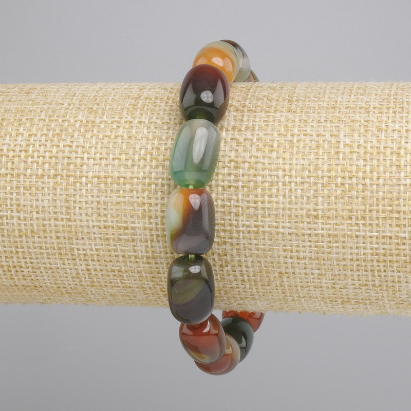 Agate Bracelet Barrel, diameter 14x10mm+-, length 18cm+- stretch