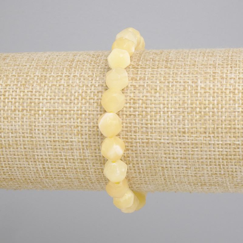 Yellow Agate Polyhedron Bracelet, diameter 8x8mm+-, length 18cm+- stretch
