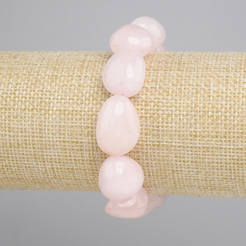 Pink Quartz Faceted Bead Bracelet, diameter 15–22×12–15 mm, length 18 cm ± stretch