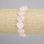 Pink Quartz Heart Bracelet, 14 mm diameter, 18 cm length, stretch