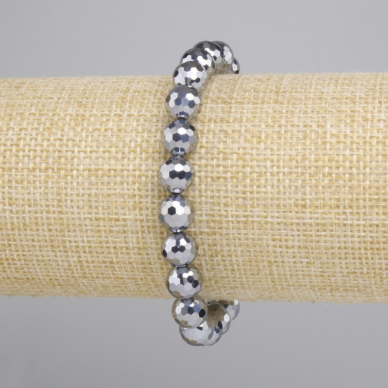 Terahertz Bracelet faceted ball, diameter 8mm+-, length 18cm+- stretch