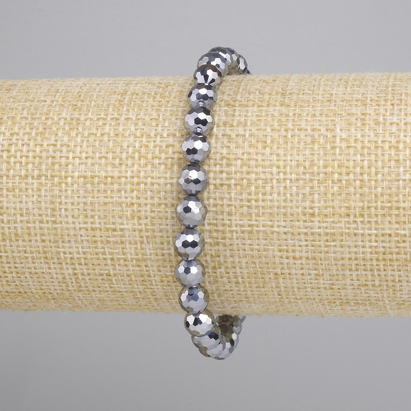 Terahertz Bracelet faceted ball, diameter 6mm+-, length 18cm+- stretch