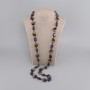 Long Necklace Tinted quartz faceted rhombus 20x18mm+- Czech crystal faceted rondelle 8x6mm+-, length 104cm+