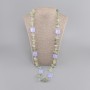 Long Necklace Prehnite tumbled 10-17x7-10mm+- Tinted quartz square 19mm+-, length 88cm+
