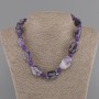 Amethyst Necklace tumbled 17-26x12-18mm+- smooth ball 8mm+-, length 45cm+- with clasp