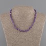 Amethyst Necklace cube with cross hole 4mm+-, length 40cm +5cm extension chain