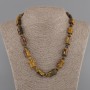 Necklace Tiger's Eye curved rectangle 16x12mm+- bead 6mm+-, length 45cm+- with clasp
