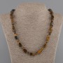 Necklace Tiger's Eye polyhedrons 14-15x8-8.5mm+- bead 6mm+-, length 50cm+- with clasp
