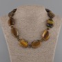 Necklace Tiger's Eye tumbled 26-31x19-22mm+- bead 8.5mm+-, length 50cm+- with clasp