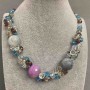 Necklace with Agate and Czech Crystal, length 55 cm+