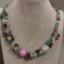 Necklace with Agate and Czech Crystal, length 55 cm+