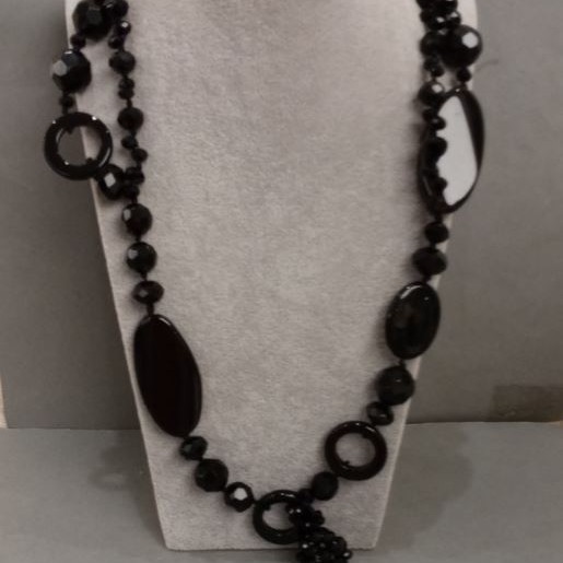 Necklace Agate Czech crystal, length 100 cm+