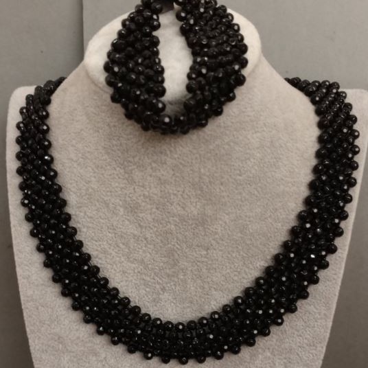 Agate Necklace and Bracelet Set, necklace length about 43 cm ± and bracelet length about 18 cm ±, with clasp
