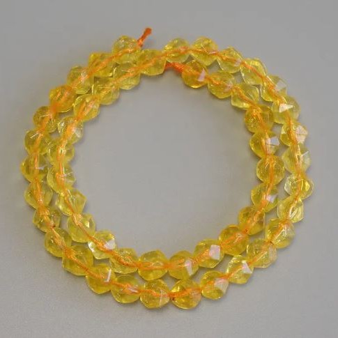 Citrine Beads, Faceted, 8x7 mm diameter, 5 mm ±, length 37 cm ± on thread