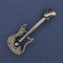 Brooch 'Guitar' with rhinestones silver-tone metal 56×26 mm+