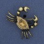 Crab Brooch with Rhinestones, Gold-Tone Metal, 43×35 mm