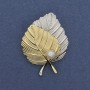 Mallorca Leaf Brooch, Gold and Silver Two-Tone, 39×30 mm+