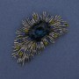 Brooch 'Accent' with Blue Crystal, Rhinestones, Silver-Tone Metal 60×42 mm+
