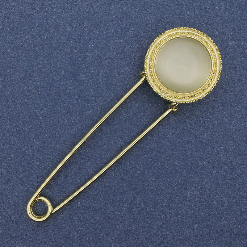 Cat's Eye Brooch Pin - Golden Metal 75×22 mm+