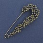 Brooch pin with Majorca pearls and crystals, 75×31 mm ± silver-toned metal
