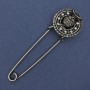 Brooch pin with rhinestones 80x24 mm ± silver-tone metal