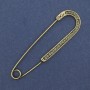 Brooch pin with gray rhinestones, gold-tone metal