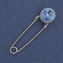 Blue crystal brooch pin 38×10 mm +/- silver metal
