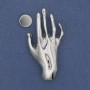 Magnetic Brooch 'Hand' in Silver Metal 27×55 mm+