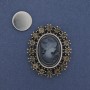 Cameo Lady Magnetic Brooch with Rhinestones, Silver-Tone Metal, 43x35mm +