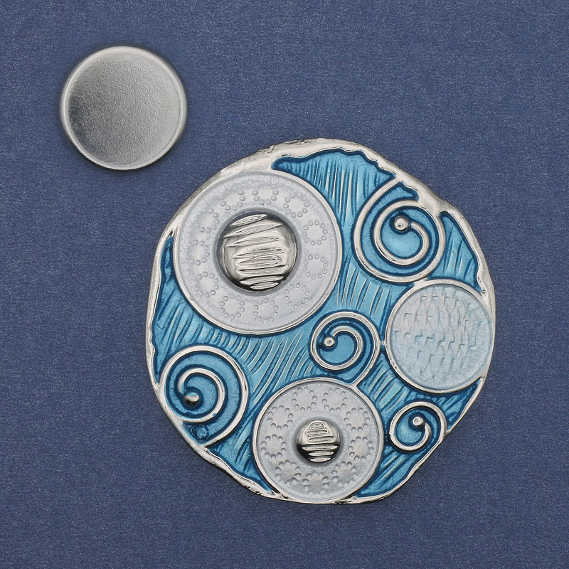 Magnetic Brooch Accent - Silver Enamel on Silver-Toned Metal 48 mm+