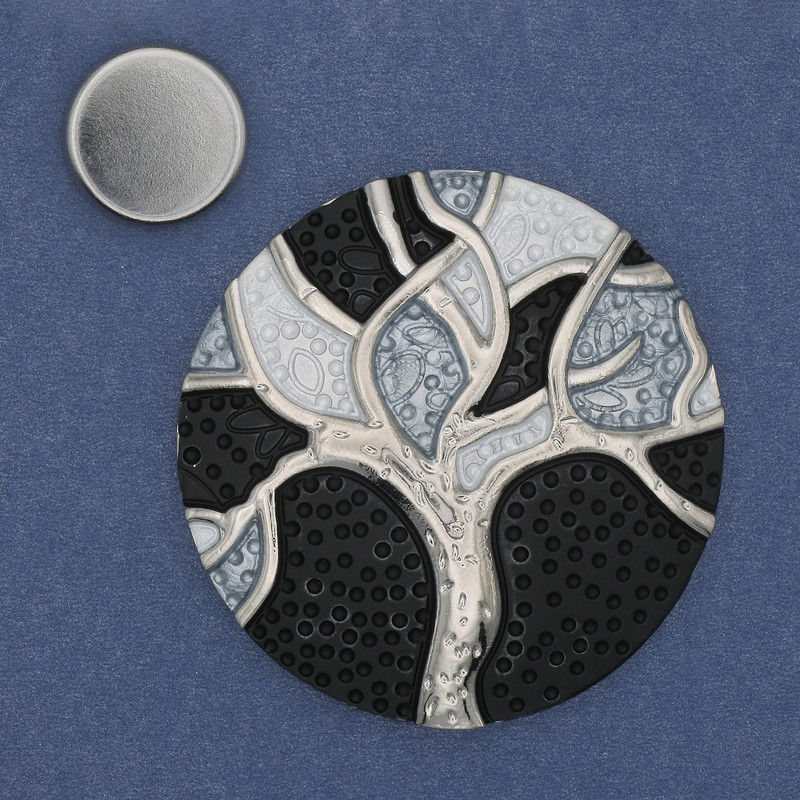 Magnetic Brooch Accent Silver Enamel 48mm+