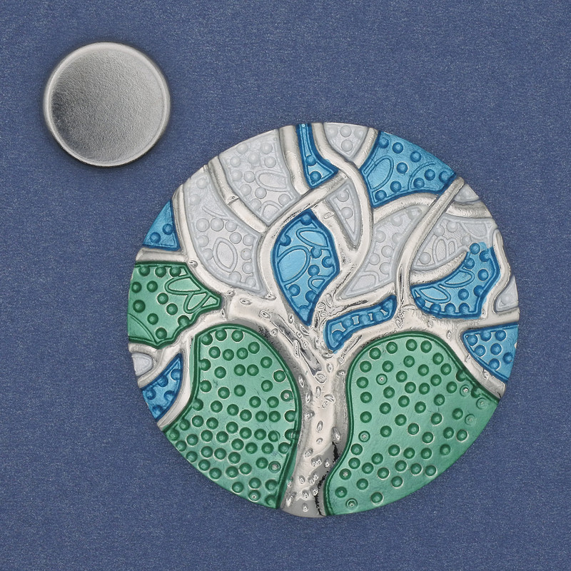 Magnetic Brooch Accent enamel silver-colored metal 48mm+