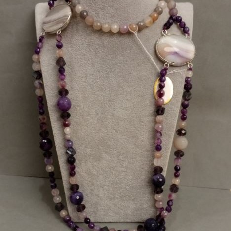 Long Necklace of Assorted Stones, 100 cm+