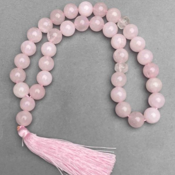 Prayer beads, Rose Quartz, 33 beads, 10 mm diameter+
