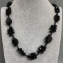 Long necklace agate Czech crystal, length 110 cm+