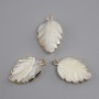 Mother-of-Pearl Leaf Pendant in Bezel Setting, 20×13 mm