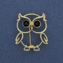 Owl Brooch with Crystals, Gold-tone Metal 30x26 mm