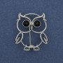 Owl Brooch with Crystals, Silver-Colored Metal, 30×26 mm+