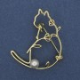 Cat with Pearl Brooch, Gold-Tone Metal, 40x34 mm+