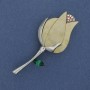 Flower Brooch-Pendant with Rhinestones, Silver Metal 70×35 mm+