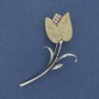 Flower Brooch-Pendant 'Flower' with Crystals Silver-Tone Metal 70×35 mm+